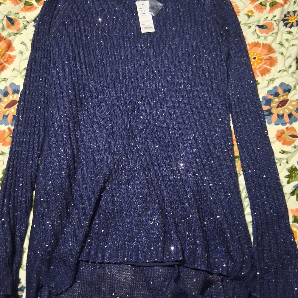 Apt. 9 Navy Blue Sparkle Crew Neck Sweater